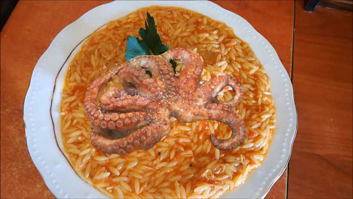 Χταπόδι Κρασάτο με Λαχανικά και Κριθαράκι: απλά τέλειο